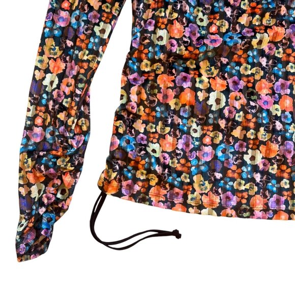 Stine Goya Floral Velvet Wrap Front Ruched Long Sleeve Line Top Multicolor Small - Picture 3 of 10